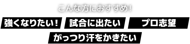 こんな方におすすめ!「強くなりたい!・試合に出たい・プロ志望・がっつり汗をかきたい」
